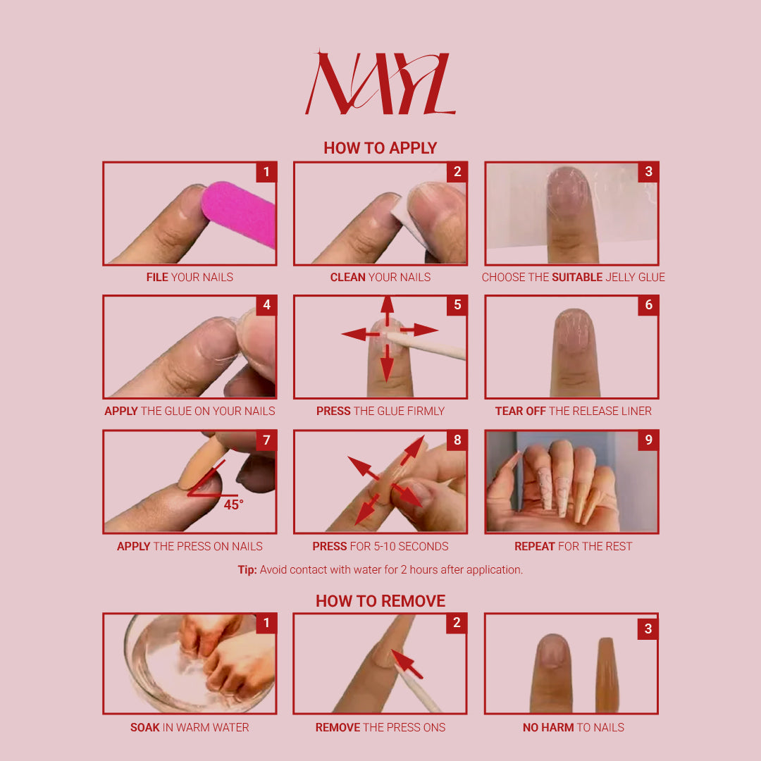 NAYL - BLOOM WAVE 10PCS Handmade Press On Nails REUSABLE 3D Gel ALMOND PINK FLORAL SHELL SWIRL PEARL DETAIL