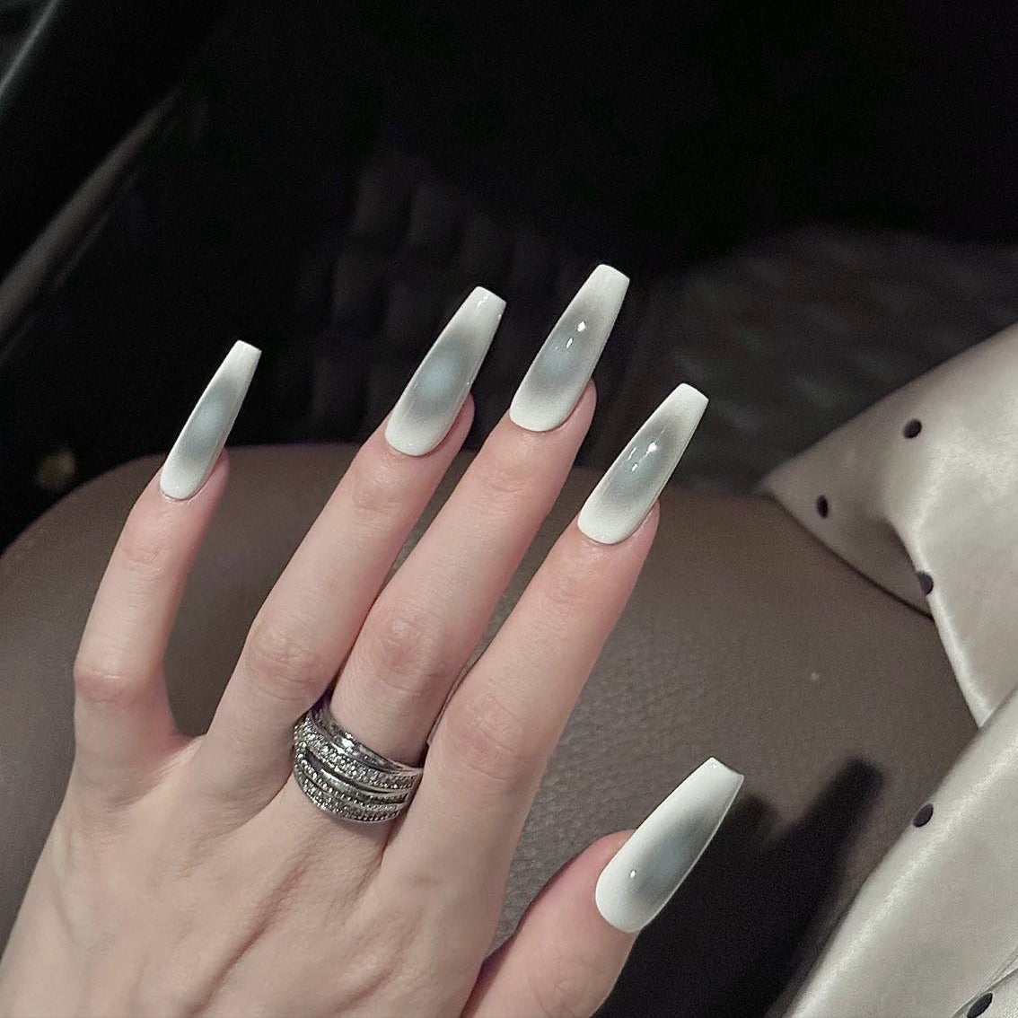 Misty Veil Press-On Nails offer a dreamy, ethereal aesthetic with a soft, clouded gradient that exudes elegance and mystery.