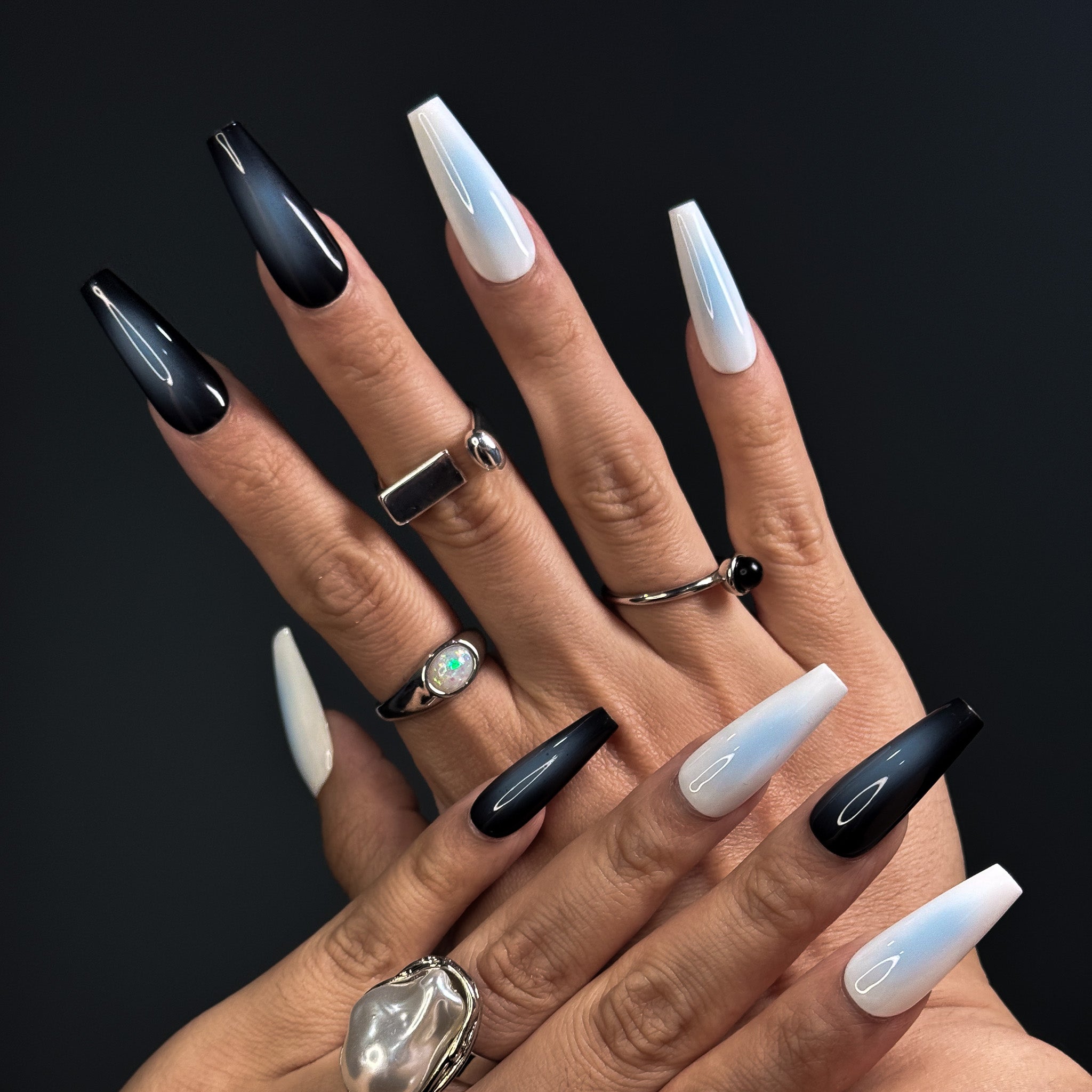 NAYL - TWILIGHT VEIL 10PCS Handmade Press On Nails REUSABLE COFFIN OMBRE GLOSSY