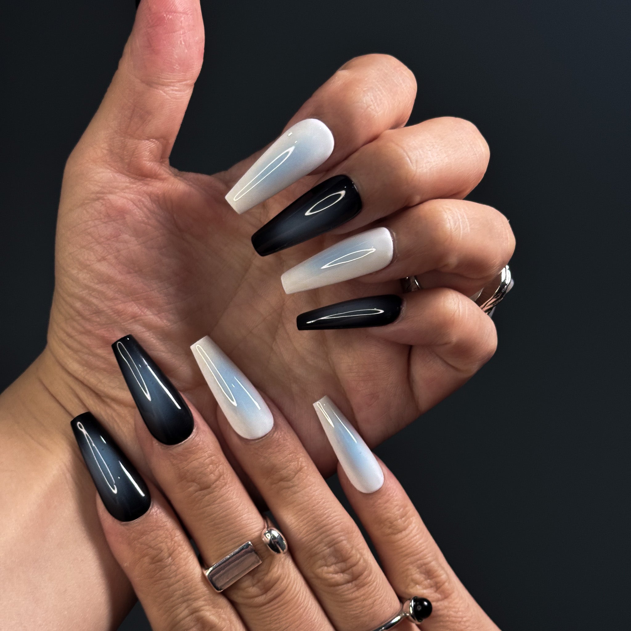NAYL - TWILIGHT VEIL 10PCS Handmade Press On Nails REUSABLE COFFIN OMBRE GLOSSY