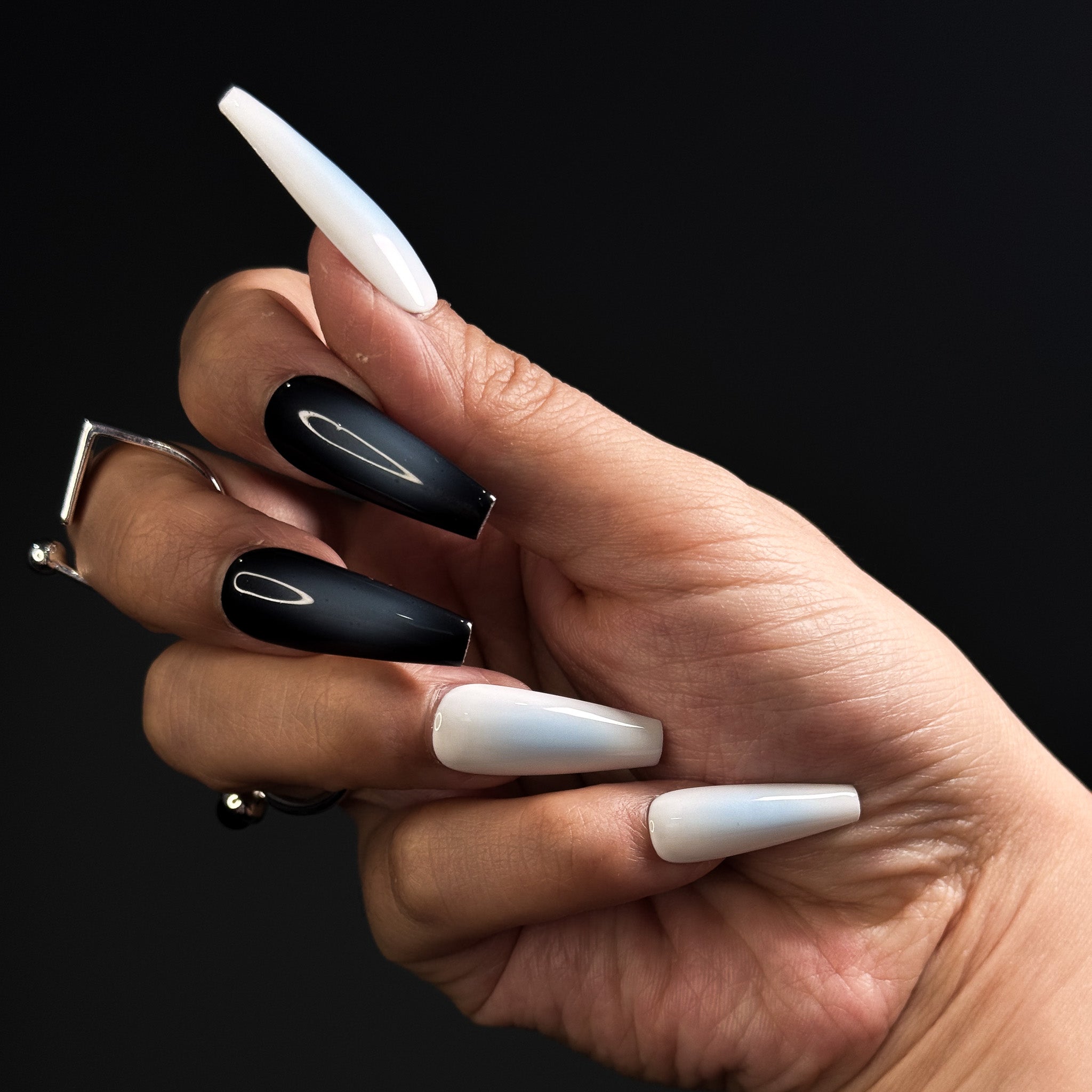 NAYL - TWILIGHT VEIL 10PCS Handmade Press On Nails REUSABLE COFFIN OMBRE GLOSSY